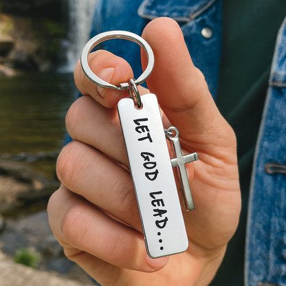 Let God Lead Cross Keychain