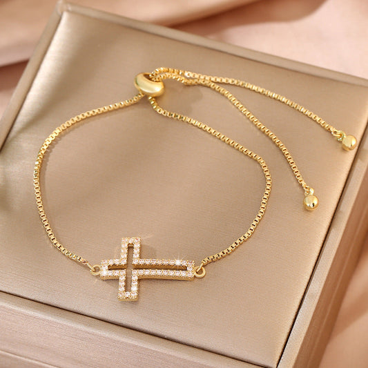 Hollowed Out Cross Bracelet